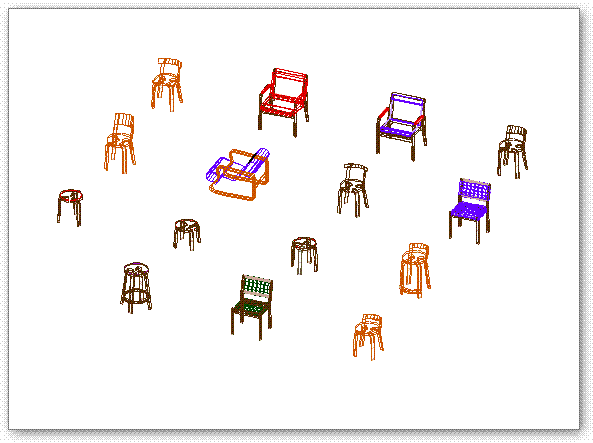 בלוקים אוטוקאד - כסאות - תלת ממד