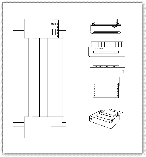 סימבולים אוטוקאד - מדפסת, פלוטר