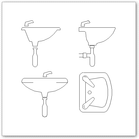 בלוקים אוטוקאד - כיור