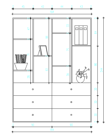 בלוק ספריה DWG
