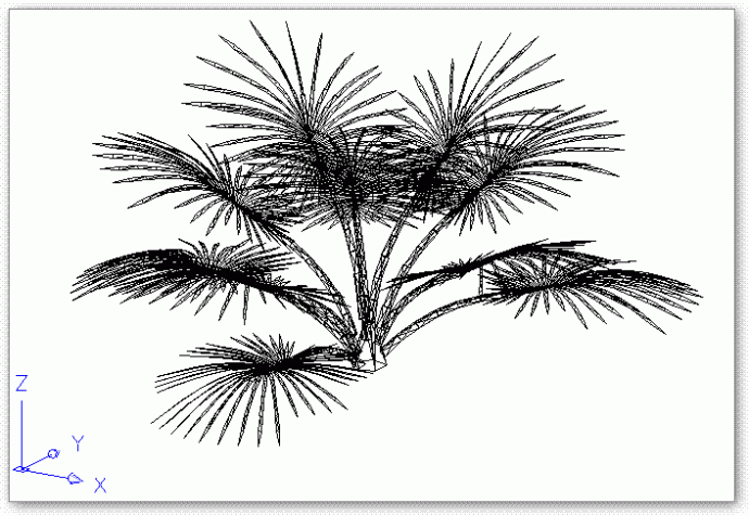 בלוק אוטוקאד - שיח דקל תלת ממדי