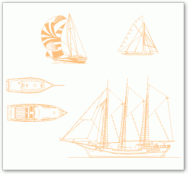 בלוק אוטוקאד - סירות מפרש