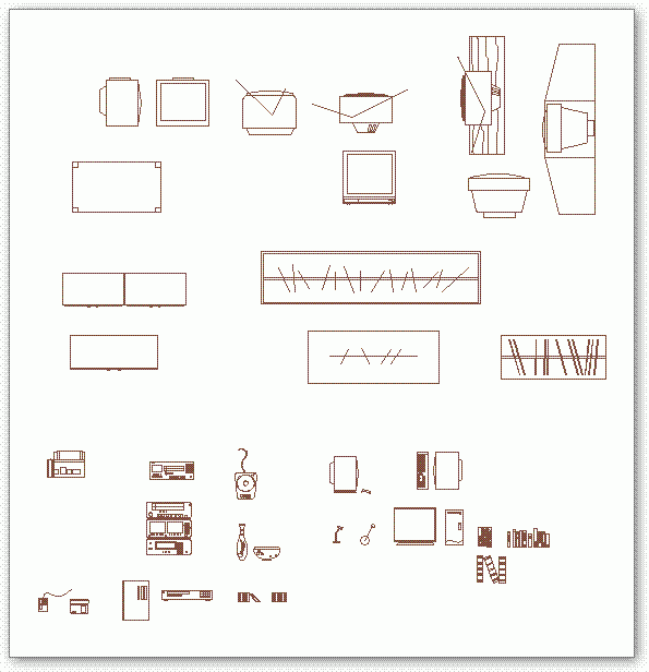 בלוק אוטוקאד - טלוויזיה, ארונות ועוד.