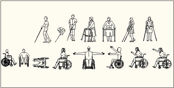 בלוים אוטוקאד של נכים לשימוש בחזיתות