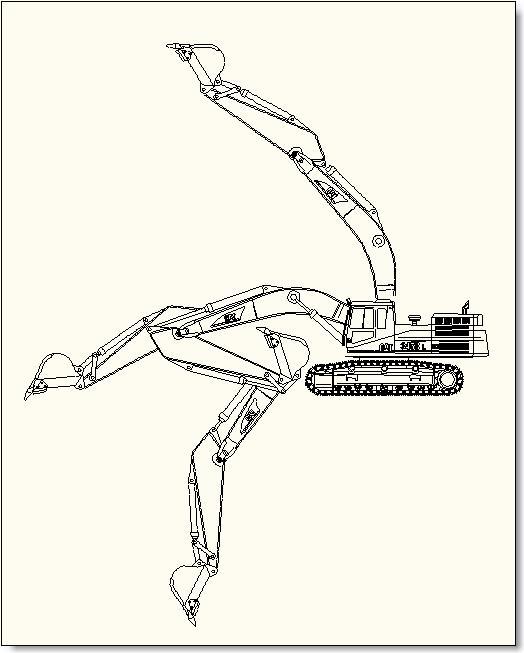 בלוק אוטוקאד לטרקטור חפירה במבט צד