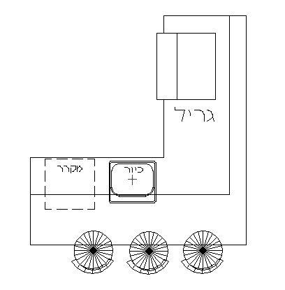 קובץ אוטוקאד - גריל בר בנוי בגינה