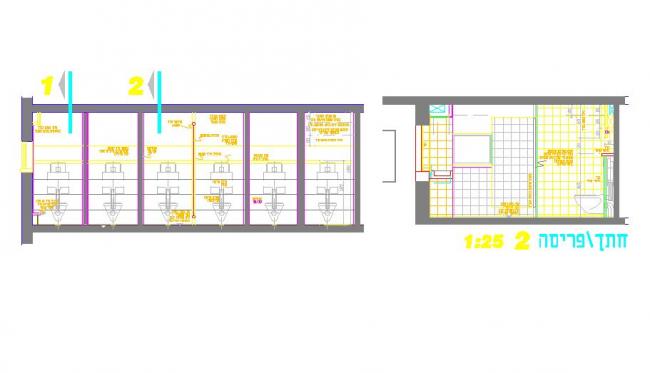 חתך וחזית שירותים ציבוריים