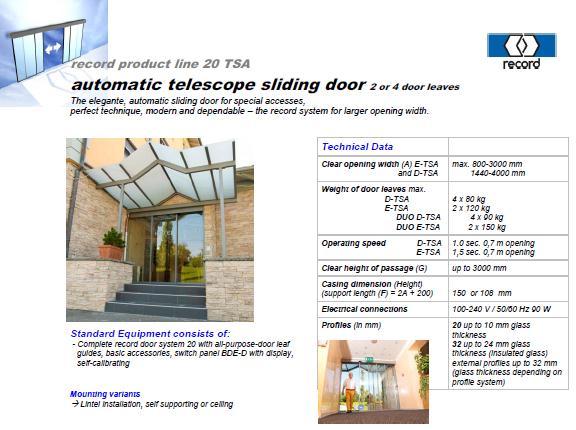 דלת הזזה טלסקופית אוטומטית