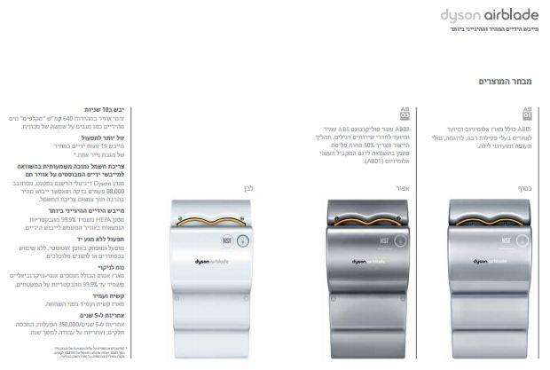 קטלוג מייבש ידיים של דייסון
