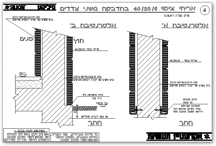 קיר בטון מצופה אבן בהדבקה משני צדדים