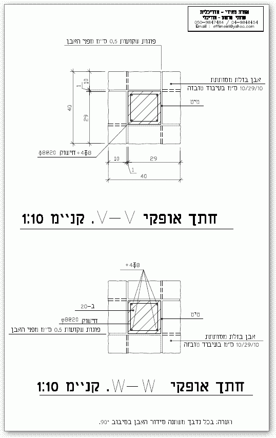 פרט עמוד מחופה אבן בזלת