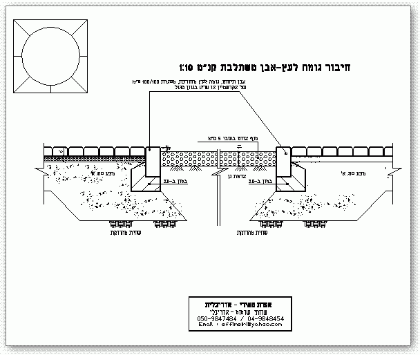 פרט גומה לעץ במדרכה מרוצפת אבנים משתלבות