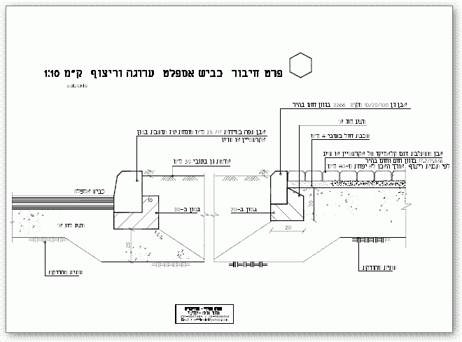 פרט מדרכה עם גינה בצד הכביש