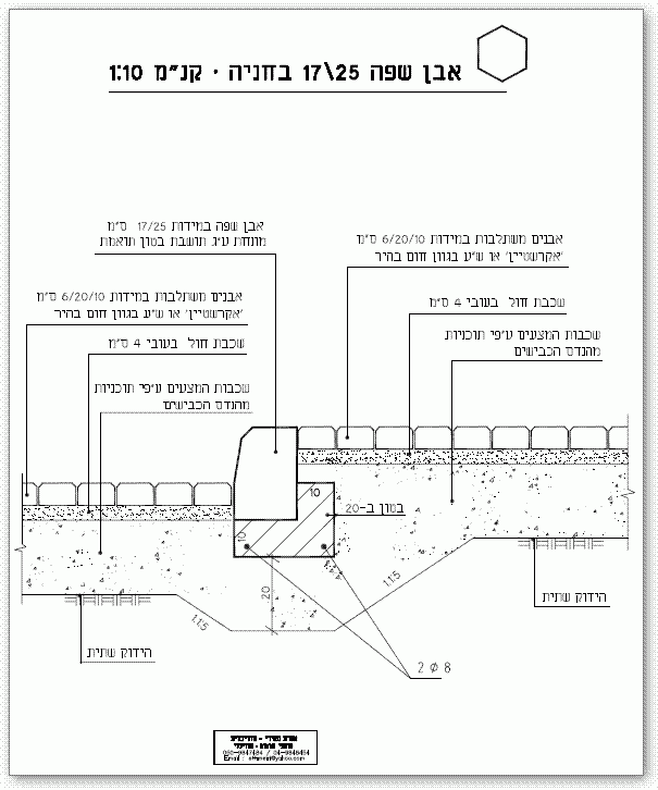 חתך חניה מרוצפת אבן משתלבת
