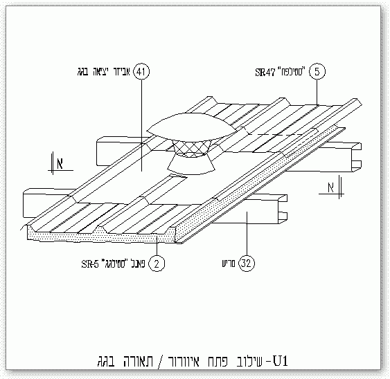 פרטי כיפת תאורה בגג פנלים מבודדים