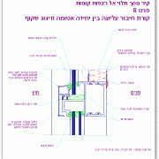 קיר תלוי בין קומות - פרט 8 - קורת חיבור עליונה בין יחידה אטומה ויחידת זיגוג