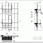 שילוב מרפסת עם קיר הצללה בקיר מסך - תוכנית, חזית, מפתח פרטים