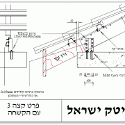 קצה גג רעפים על שלד פלדה וסיום בקורת עץ