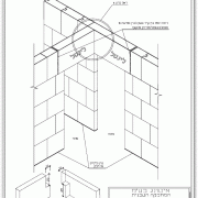 פרט חיבור בין שתי מחיצות ניצבות עם פתח דלת