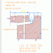 פרט מפגש בריכה עם תא גלישה וחדר מכונות