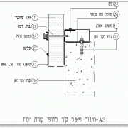 שרטוט חיבור קיר פנל מבודד לקורת יסוד בפרופיל פח