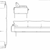 ספה תלת מושבית עם 3 מבטים על, צד וחזית