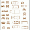 בלוקים אוטוקאד - מכוניות בתוכנית ובחזית קדמית