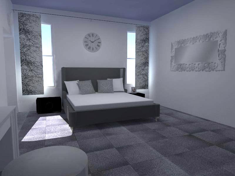 הדמיית עיצוב חדר שינה.