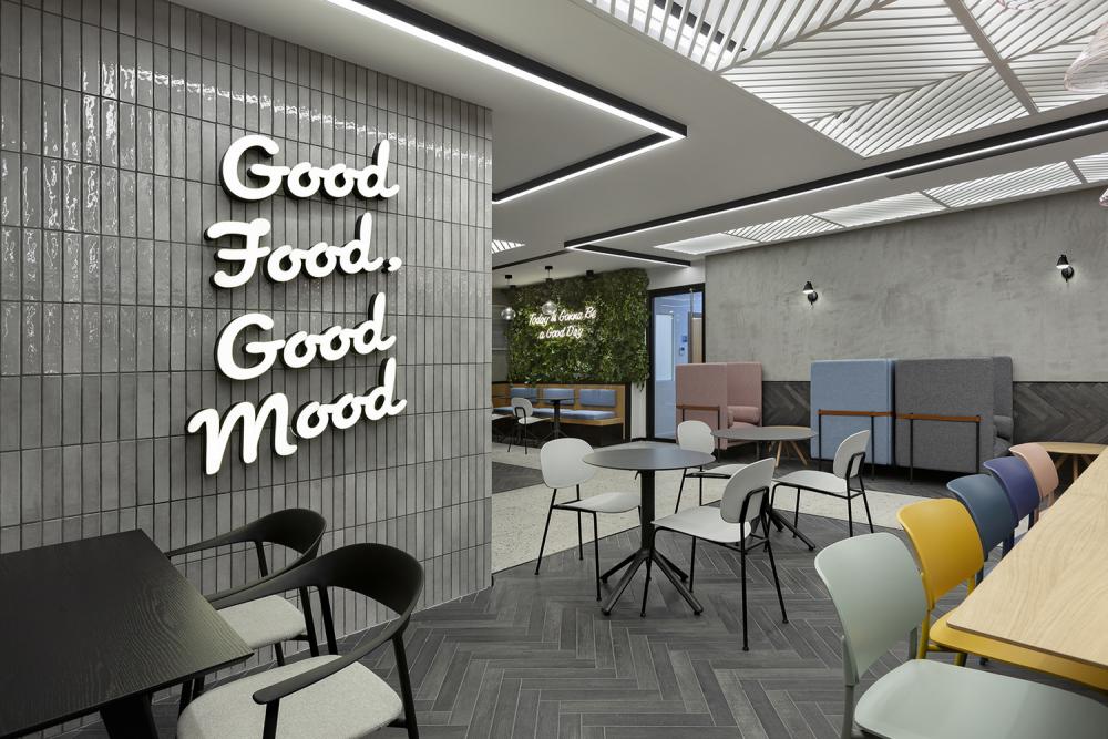 עיצוב חדר אוכל במשרד היי-טק