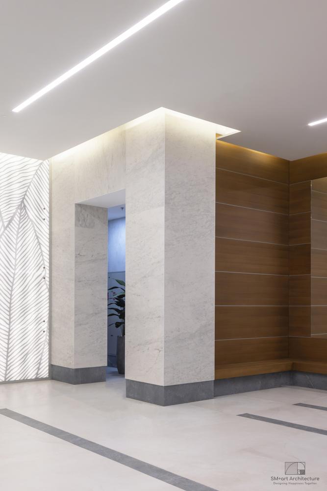 עיצוב לובי ראשי במגדל מגורים