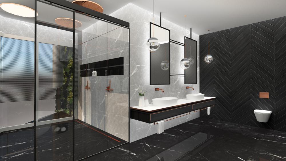 עיצוב חדר רחצה דירת יוקרה