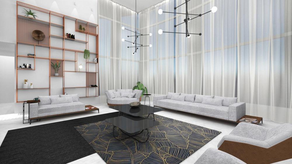 עיצוב סלון דירת מגורים יוקרתית