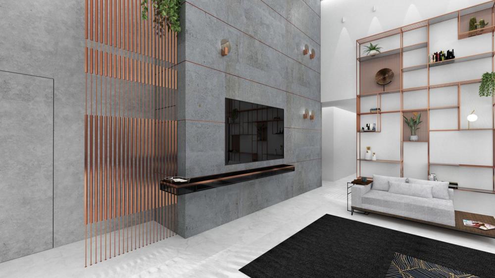 עיצוב סלון דירת מגורים יוקרתית