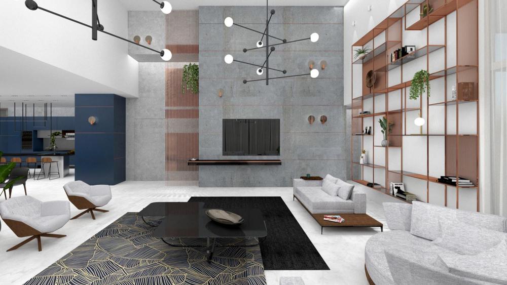 עיצוב סלון דירת מגורים יוקרתית