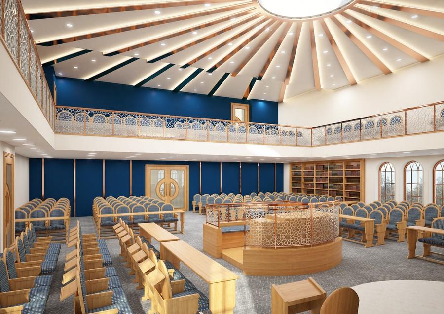 קיר כחול בבית כנסת