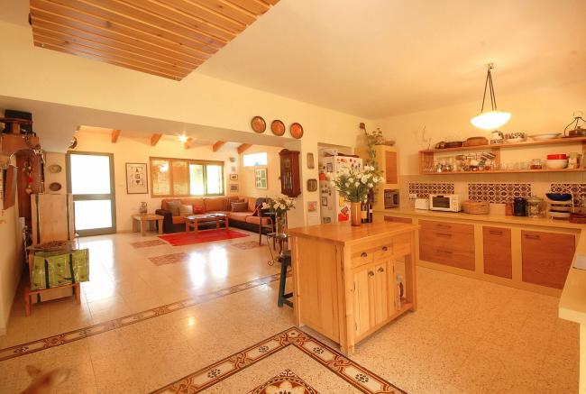 מבט למטבח וחדר מגורים