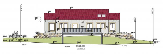 חזית מערבי - מרפסת מוגבהת ע"ג עמודים