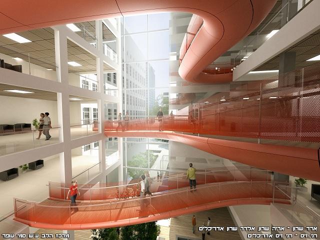 גשרים המחברים את הבניין עם איכילוב ההיסטורי 