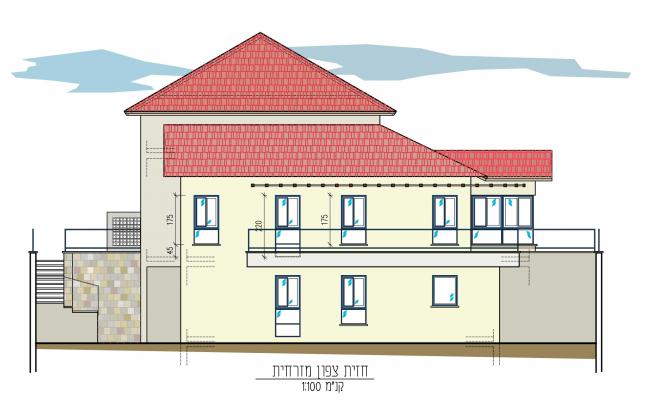 חזית צפון מזרחית - מבט על המרפסת