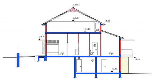 חתך אופייני - וילה דו קומתית