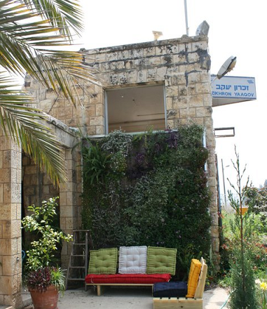 קיר ירוק בזכרון יעקב, על יד פסי הרכבת