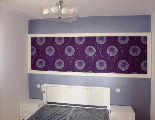 חדר שינה הורים - שילובים בצבע עם טפט ופרופילים