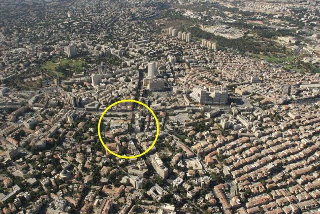 צילום אויר של מרכז העיר ירושלים