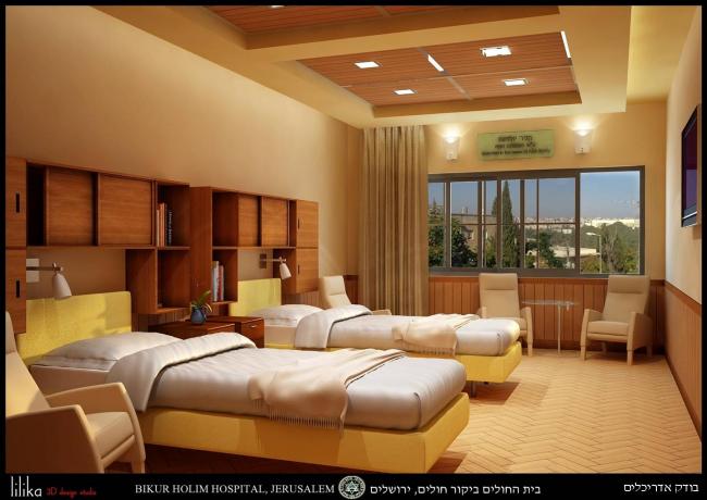 בית חולים ביקור חולים ירושלים הדמיית חדר אשפוז 