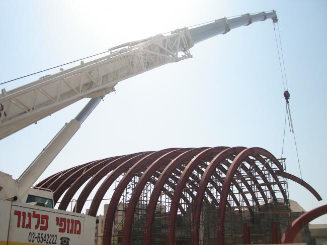 מרכז ספורט צאלים אילת, הקמת שלד הפלדה יולי 2012