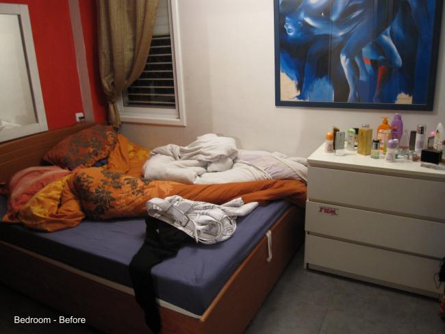 חדר השינה לפני תהליך הום סטייג'ינג