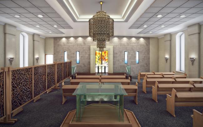 מבט על ארון הקודש ובית הכנסת