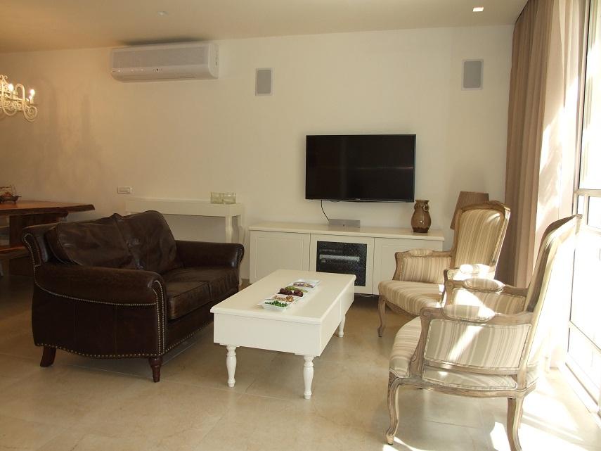 סלון ,שילוב וינט'ג של ספת עור וכורסאות לואי