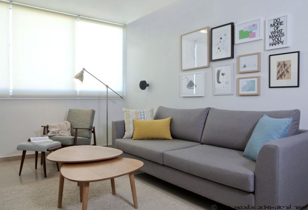 עיצוב דירה בצפון תל-אביב; חדר המגורים