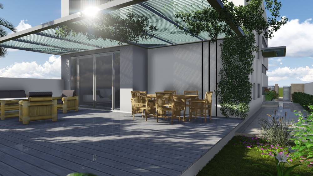 מרפסת עם פרגולה